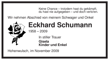 Traueranzeige von Eckhard Schumann von ALLGEMEINE ZEITUNG UELZEN