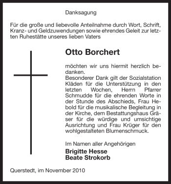 Traueranzeige von Otto Borchert von ALLGEMEINE ZEITUNG UELZEN