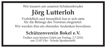 Traueranzeige von Jörg Lutterloh von ALLGEMEINE ZEITUNG UELZEN