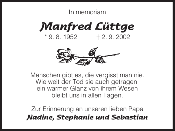 Traueranzeige von Manfred Lüttge von Uelzen