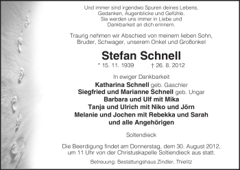 Traueranzeige von Stefan Schnell von Uelzen