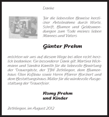Traueranzeige von Günter Prehm von Uelzen