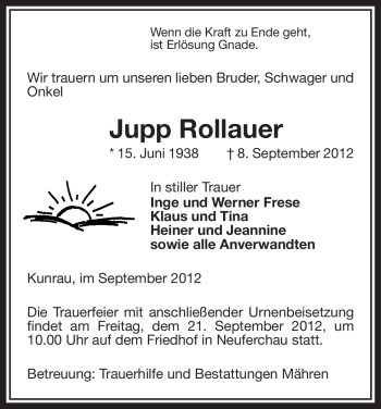 Traueranzeige von Jupp Rollauer von Uelzen