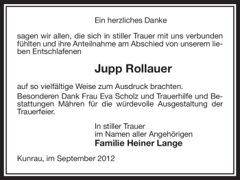 Traueranzeige von Jupp Rollauer von Uelzen