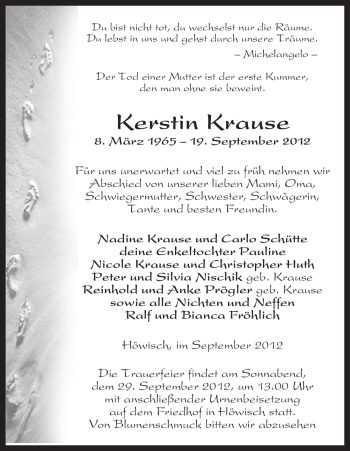 Traueranzeige von Kerstin Krause von Uelzen