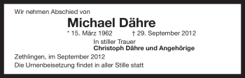 Traueranzeige von Michael Dähre von Uelzen