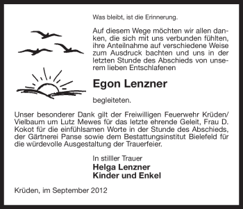 Traueranzeige von Egon Lenzner von Uelzen