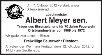 Traueranzeige von Albert Meyer von Uelzen