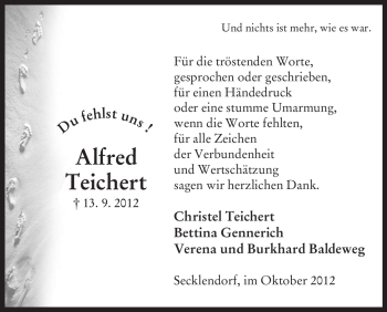 Traueranzeige von Alfred Teichert von Uelzen