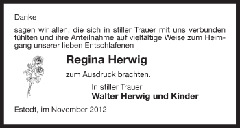 Traueranzeige von Regina Herwig von Uelzen