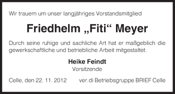 Traueranzeige von Friedhelm Meyer von Uelzen