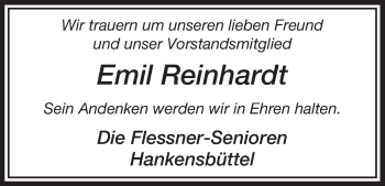 Traueranzeige von Emil Reinhardt von Uelzen