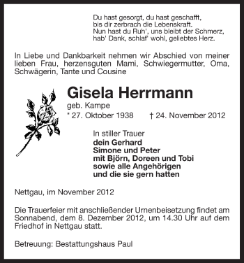 Traueranzeige von Gisela Herrmann von Uelzen