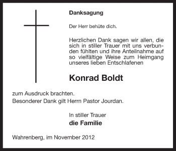 Traueranzeige von Konrad Boldt von Uelzen