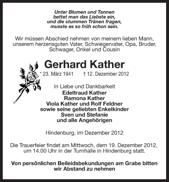 Traueranzeige von Gerhard Kather von Uelzen