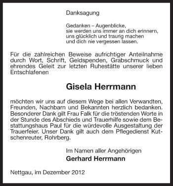 Traueranzeige von Gisela Herrmann von Uelzen