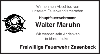 Traueranzeige von Walter Maruhn von Uelzen