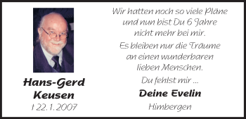 Traueranzeige von Hans-Gerd Keusen von Uelzen
