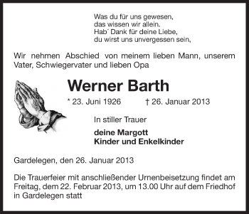 Traueranzeige von Werner Werner von Uelzen