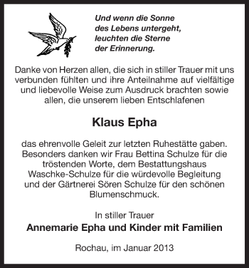 Traueranzeige von Klaus Epha von Uelzen