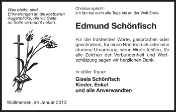 Traueranzeige von Edmund Schönfisch von Uelzen