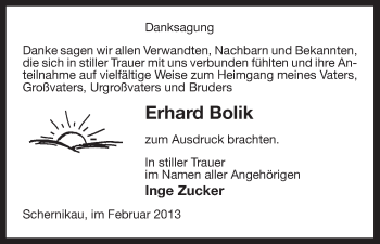 Traueranzeige von Erhard Bolik von Uelzen