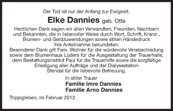 Traueranzeige von Elke Dannies von Uelzen