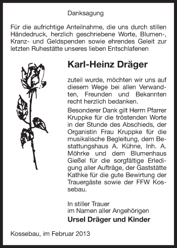 Traueranzeige von Karl-Heinz Dräger von Uelzen