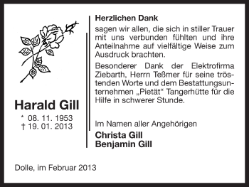 Traueranzeige von Harald Gill von Uelzen