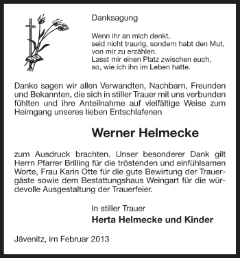 Traueranzeige von Werner Helmecke von Uelzen