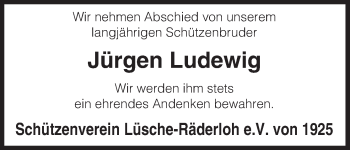 Traueranzeige von Jürgen Ludewig von Uelzen