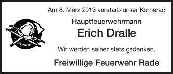 Traueranzeige von Erich Dralle von Uelzen