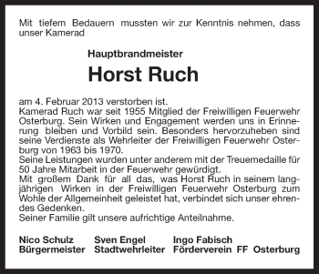 Traueranzeige von Horst Ruch von Uelzen