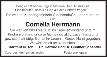 Traueranzeige von Cornelia Herrmann von Uelzen