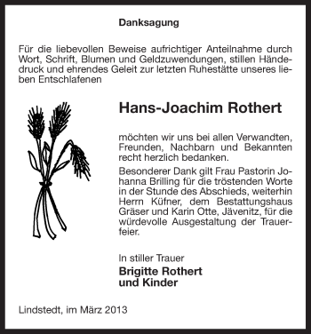 Traueranzeige von Hans-Joachim Rothert von Uelzen