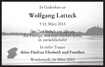 Traueranzeige von Wolfgang Latteck von Uelzen