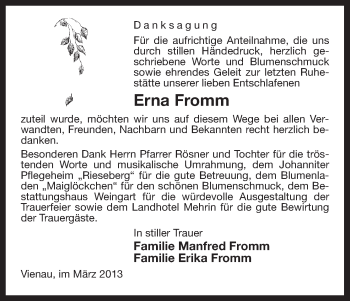 Traueranzeige von Erna Fromm von Uelzen