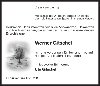 Traueranzeige von Werner Gitschel von Uelzen