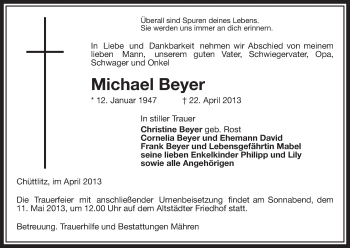 Traueranzeige von Michael Beyer von Uelzen