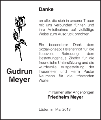 Traueranzeige von Gudrun Meyer von Uelzen