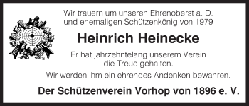Traueranzeige von Heinrich Heinecke von Uelzen