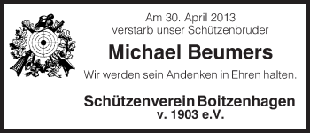 Traueranzeige von Michael Beumers von Uelzen