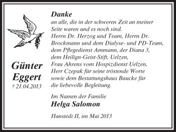 Traueranzeige von Günter Eggert von Uelzen