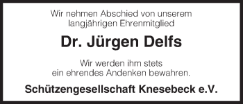 Traueranzeige von Jürgen Delfs von Uelzen