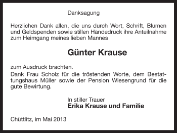 Traueranzeige von Günter Krause von Uelzen