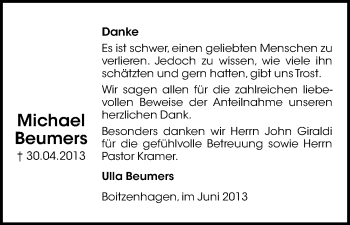 Traueranzeige von Michael Beumers von Uelzen