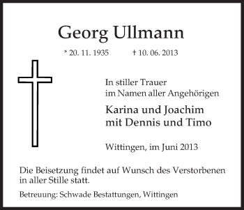 Traueranzeige von Georg Ullmann von Uelzen