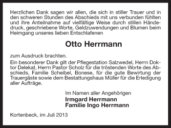 Traueranzeige von Otto Herrmann von Uelzen