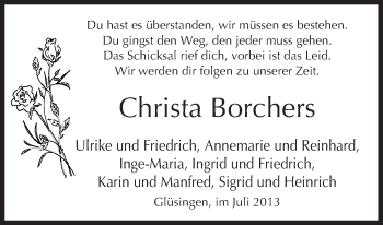 Traueranzeige von Christa Borchers von Uelzen