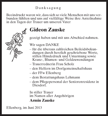 Traueranzeige von Gideon Zauske von Uelzen